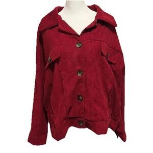 NWT LuLaRoe Berlin Relaxed Fit Red Ribbed Long Sleeve Jacket Size 2XL (20-22)